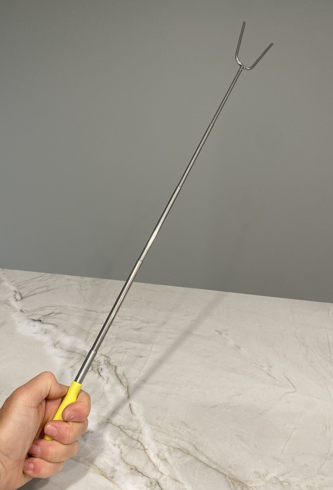 Yellow Handle Retractable Telescoping Camping Fork Marshmallow Hot Dog