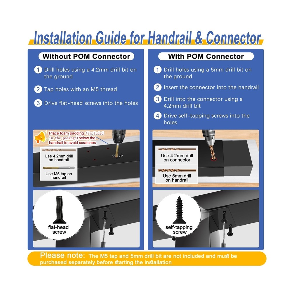 4ft-8ft Complete Set Cable Railing System 36", Black T304 Stainless Steel Ang...