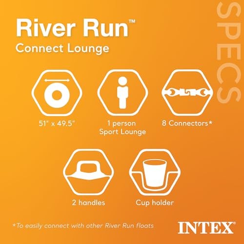 58854EP River Run Connect Inflatable Floating: Comfortable Blue Lounge