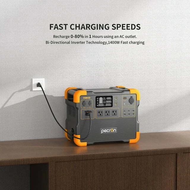 PECRON E1500LFP Portable Power Station 2200W 1536Wh Generator + 200W Solar Panel