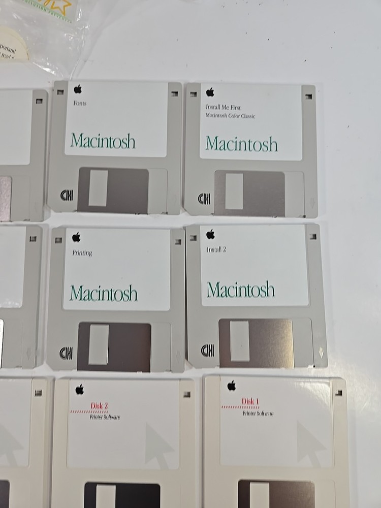 Lot 13 Apple Floppy Disk 3.5" Install Macintosh,Mac OS Style Writer Software