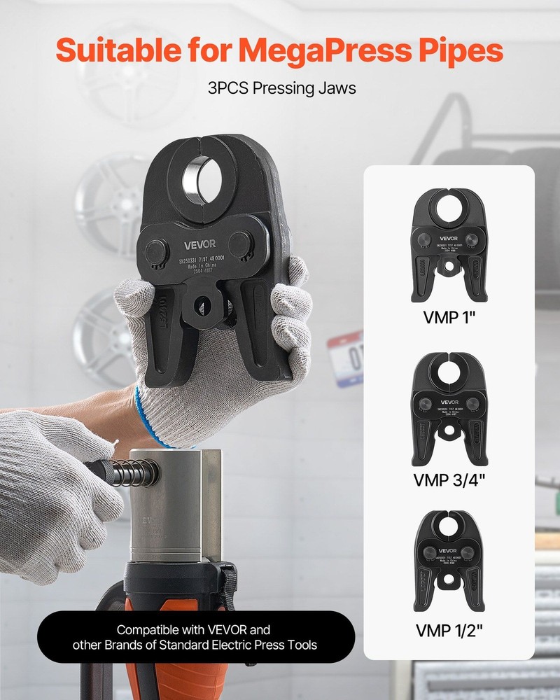 Pressing Jaws 3PC Set 1/2" 3/4" 1" for Carbon Steel Pipe Case