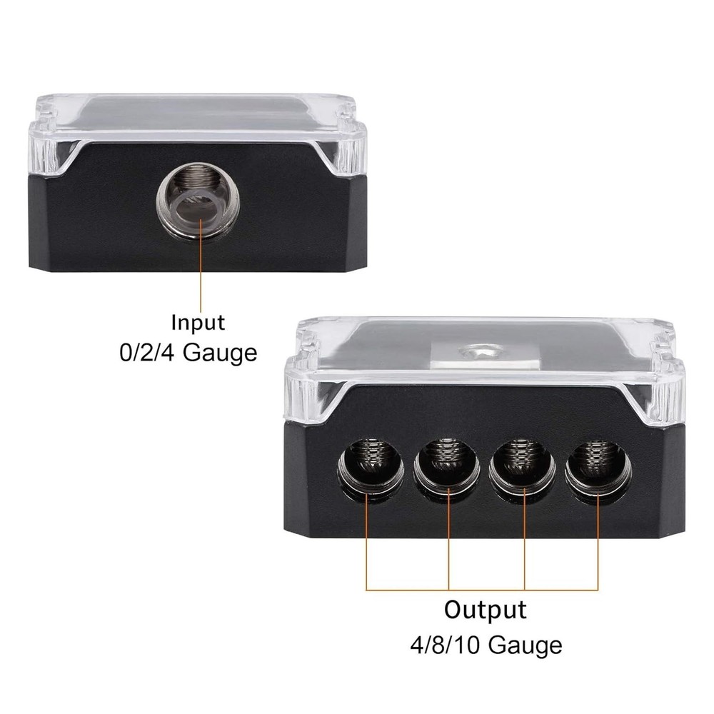 High-Performance 4-Way Power Distribution Block for Car Audio Systems - 2 Pack