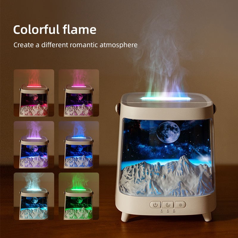 D631 Aurora Flame Humidifier Essential Oil Diffuser 200ml LED Light Remote