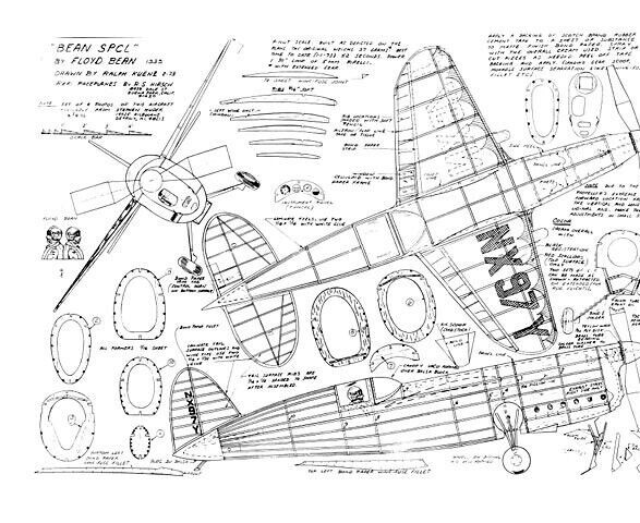 Bean Special Peanut 13" WS RC Model Airplane Plans Templates PDF on USB