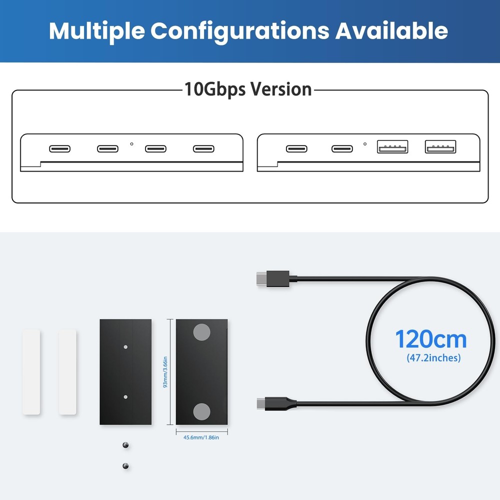 EJAY 10Gbps Magnetic USB-C Hub, 4-Port USB 3.2 Gen2 Data Transfer, Includes S...