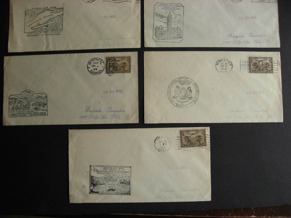 Canada 7 different FFC first flight covers 1929-33 era check them out!