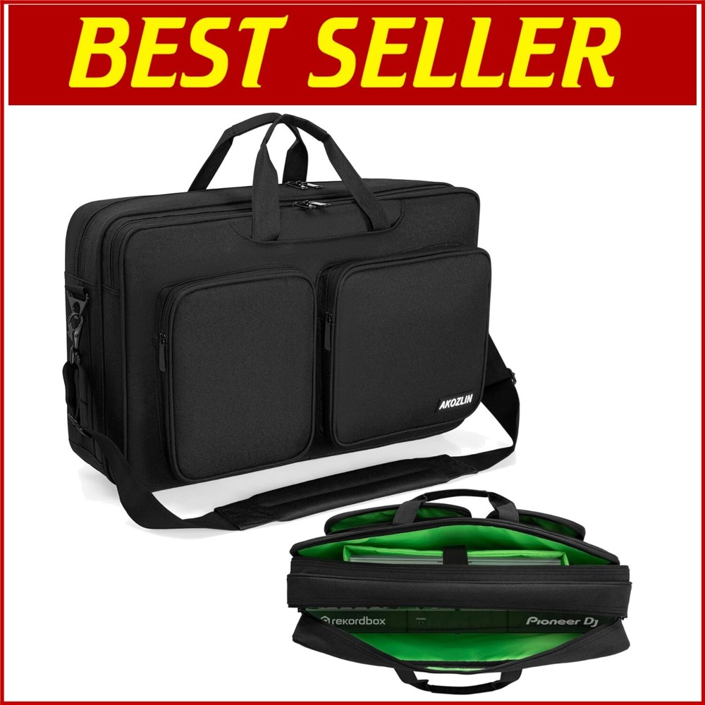 Compact Water-Resistant DJ Controller Carry Case with Pockets for Accessories