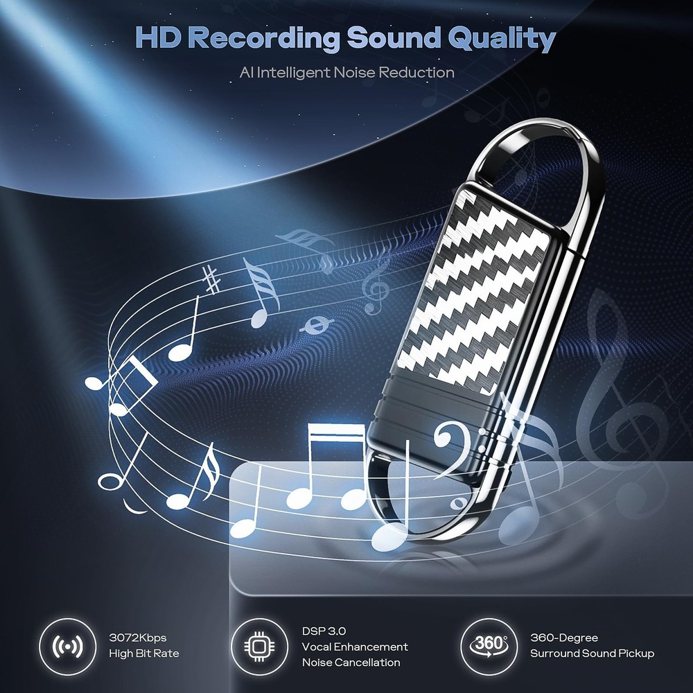 128GB (9800Hours) Voice Activated Recorder with Playback - Tallkcoder Dictaph...