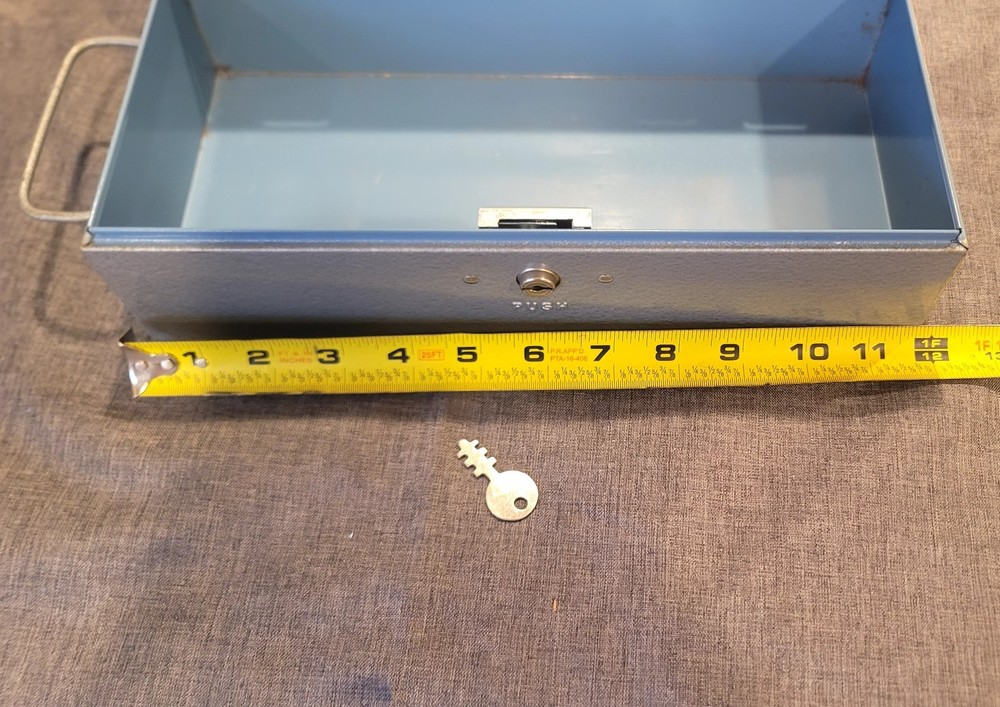metal lock box and key 12" long