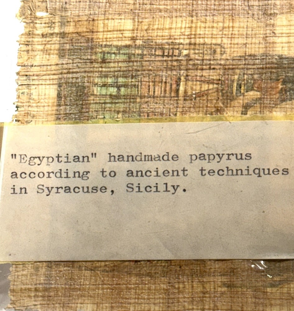 Vtg Egyptian Handmade Papyrus Painting Made Using Ancient Techniques In Sicily