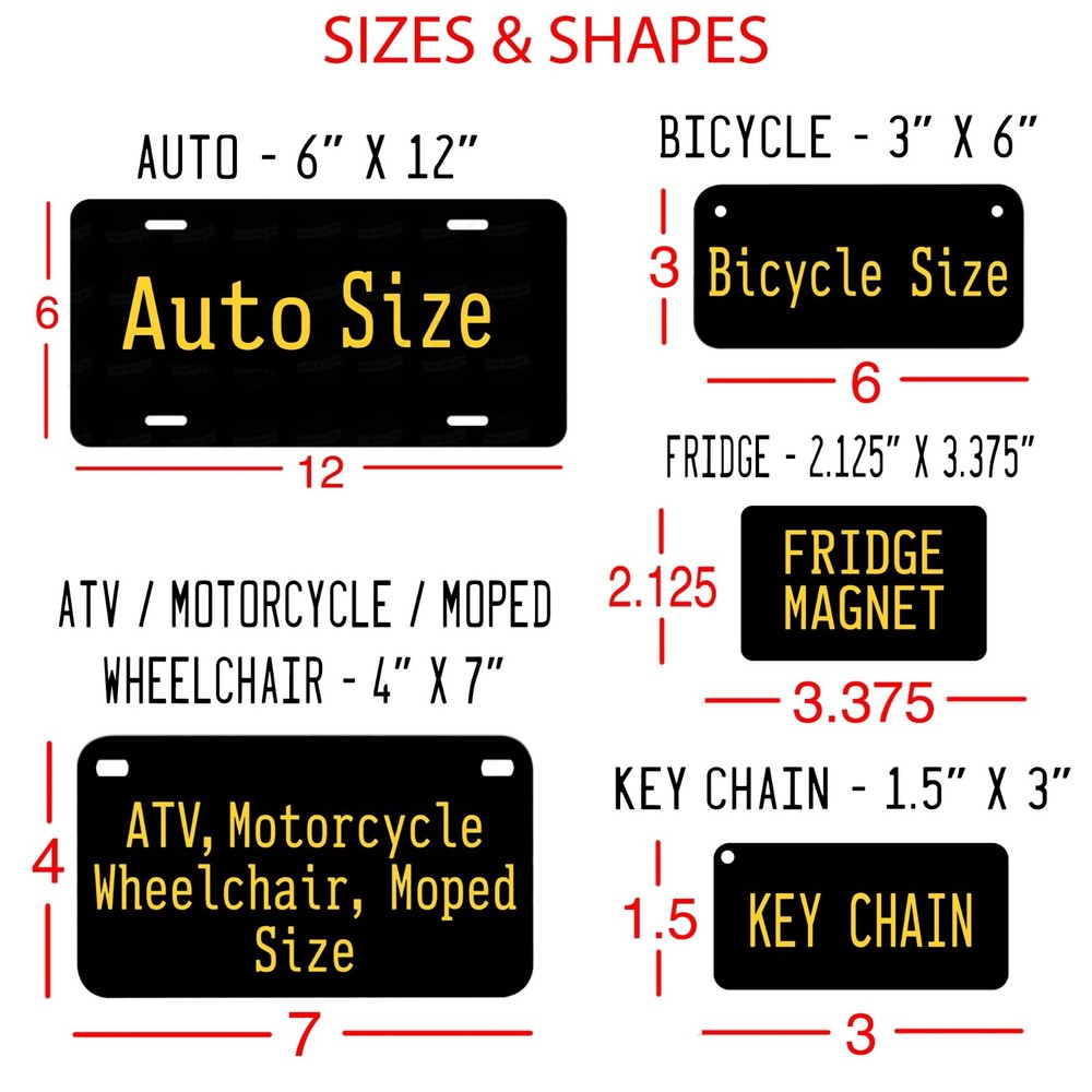 Any State Will Run Customized Aluminum LICENSE PLATE TAG Auto ATV Motorcycle