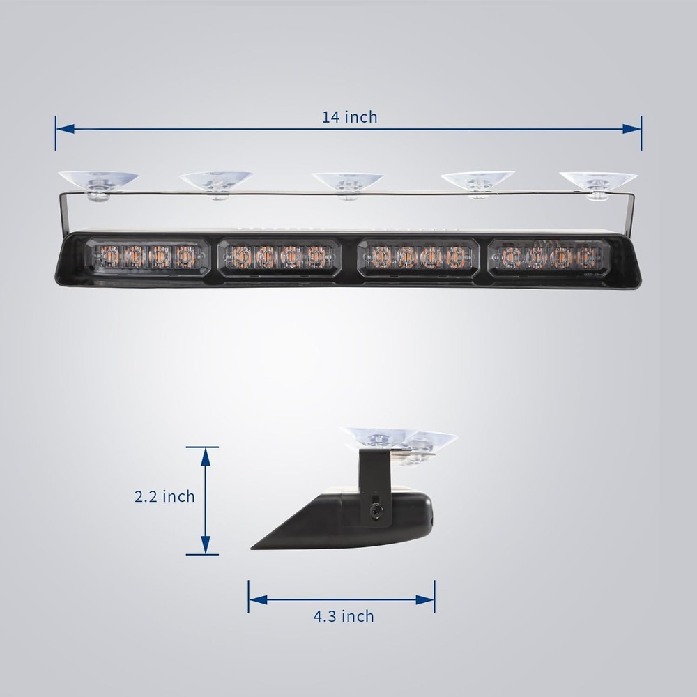 2 in 1 LED Emergency Dash Strobe Light Bar Front/Rear Windshield Safety Flashing