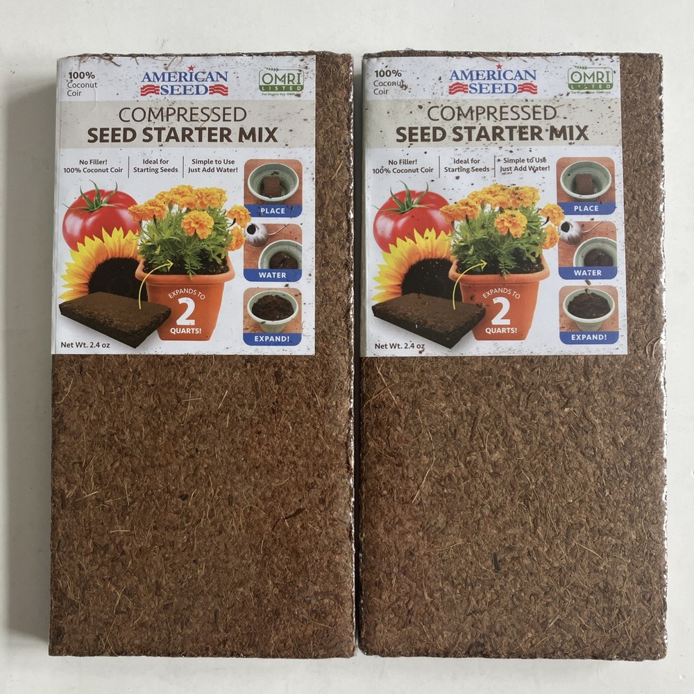 Organic Coconut Coir Bricks for Plants Seed Starting 2 Pack 4qt Compressed Soil
