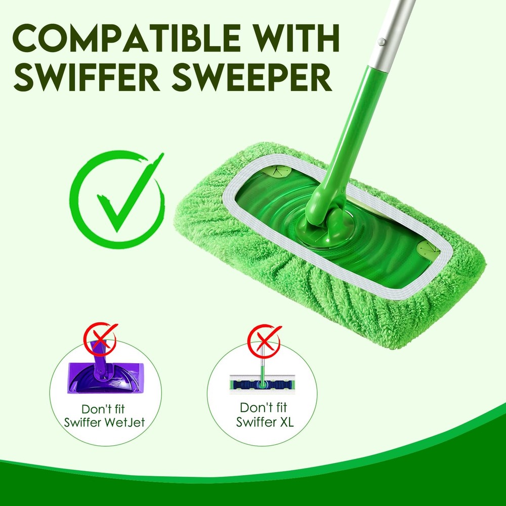Reusable Microfiber Mop Pads for Swiffer Sweeper Mop - Dry Sweeping Cloths & ...