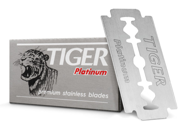 5 Double Edge Razor Blades, Tiger Platinum