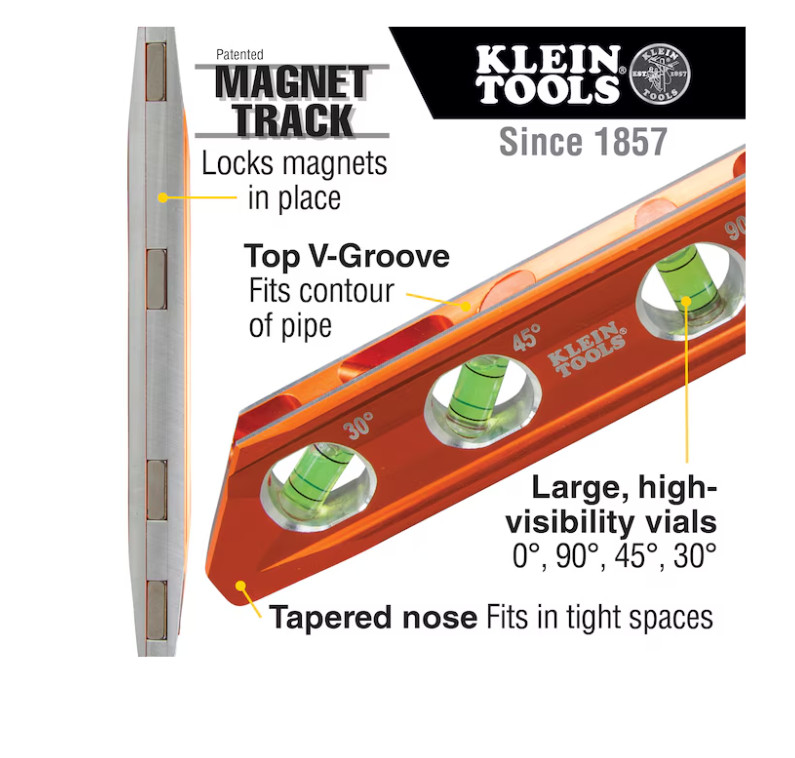 Klein Tools ACCU-BEND Level, 4 Vial