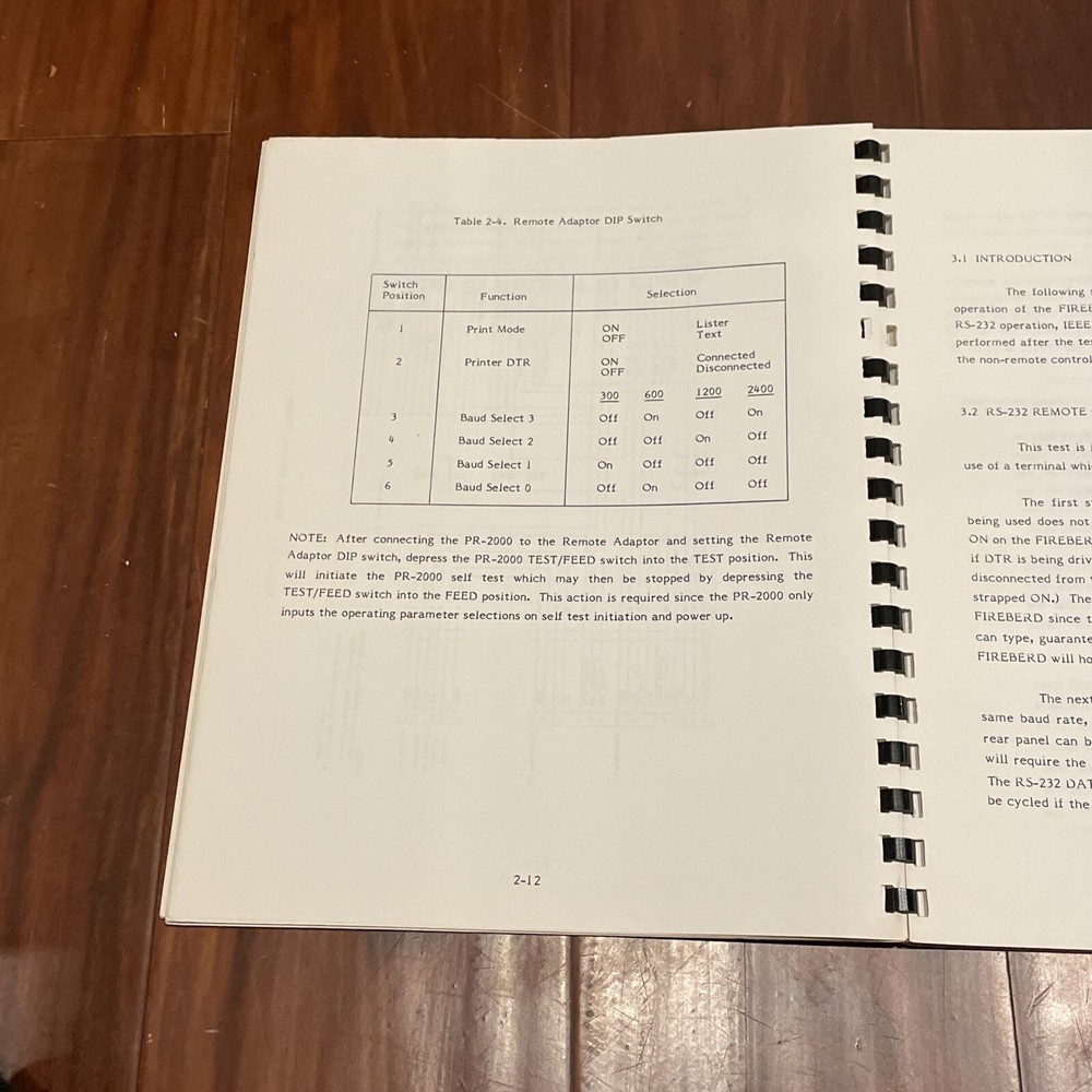 Telecommunications Techniques Corp Fireberd 2000 & 200-1 Remote Control Manual