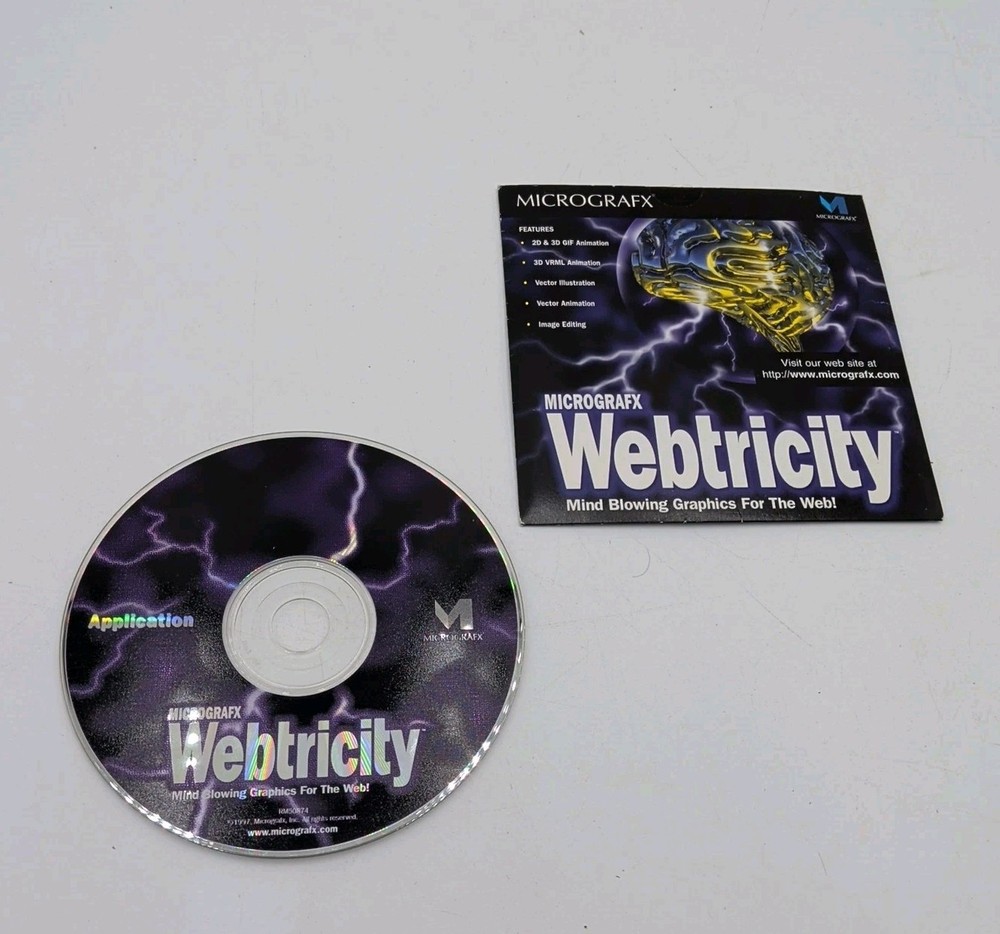 Micrografx Webtricity Graphics Gif Animation Vintage Windows 95 Software Cd
