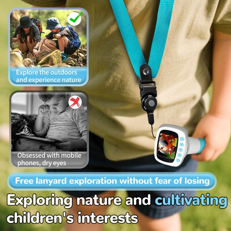 1000X Handheld Microscope for Kids4K 2.0 Screen Rechargeable Educational Science