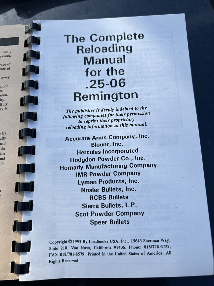 25-06 Remington The Complete Reloading Manual Load Books Latest Version