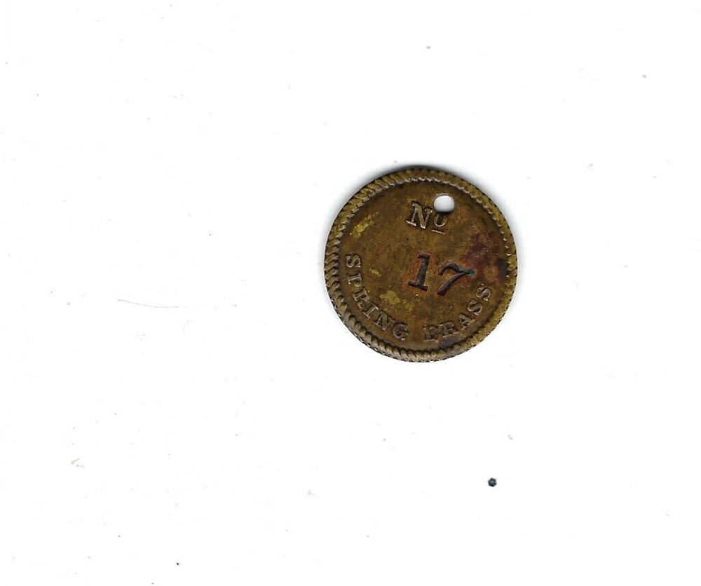 Rare Tool Check-Out Brass Tag: Spring Brass location Unkown