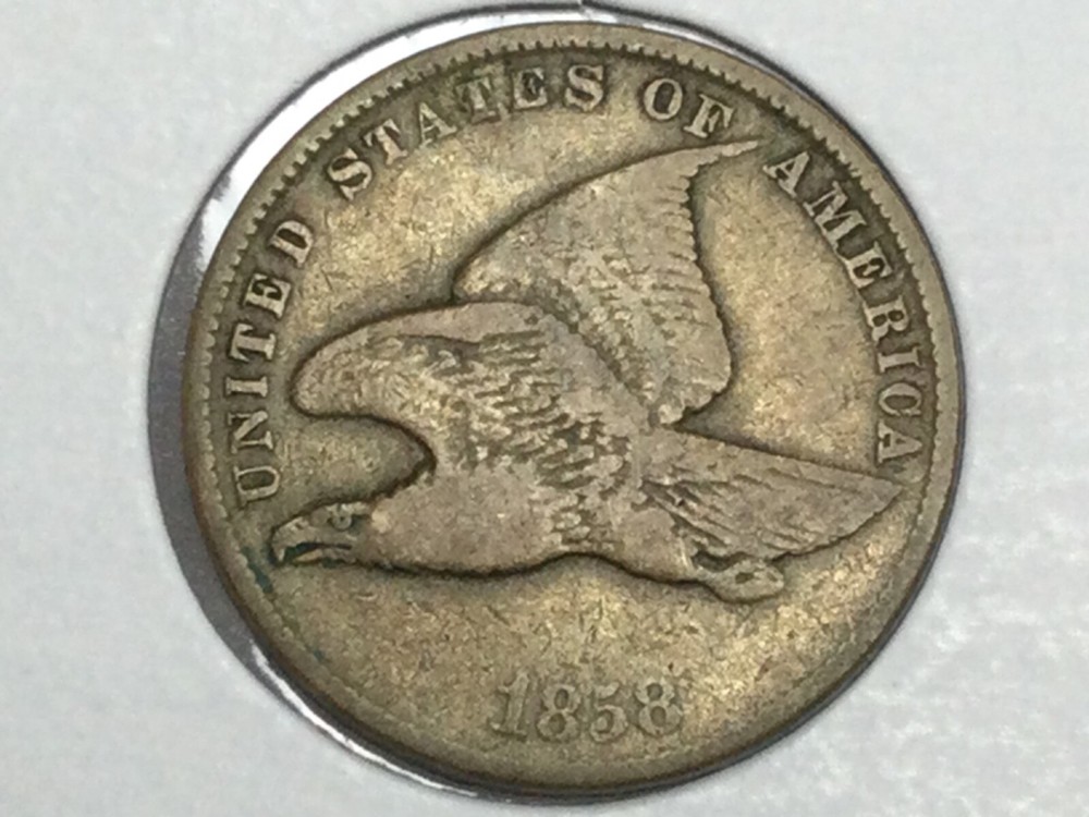 1858 small letters Flying Eagle Cent in very fine