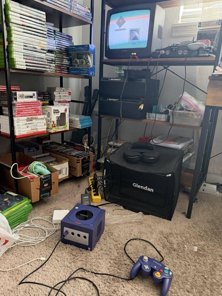 Nintendo GameCube Gaming Console DOL-001 Indigo Purple Controller Bundle Working