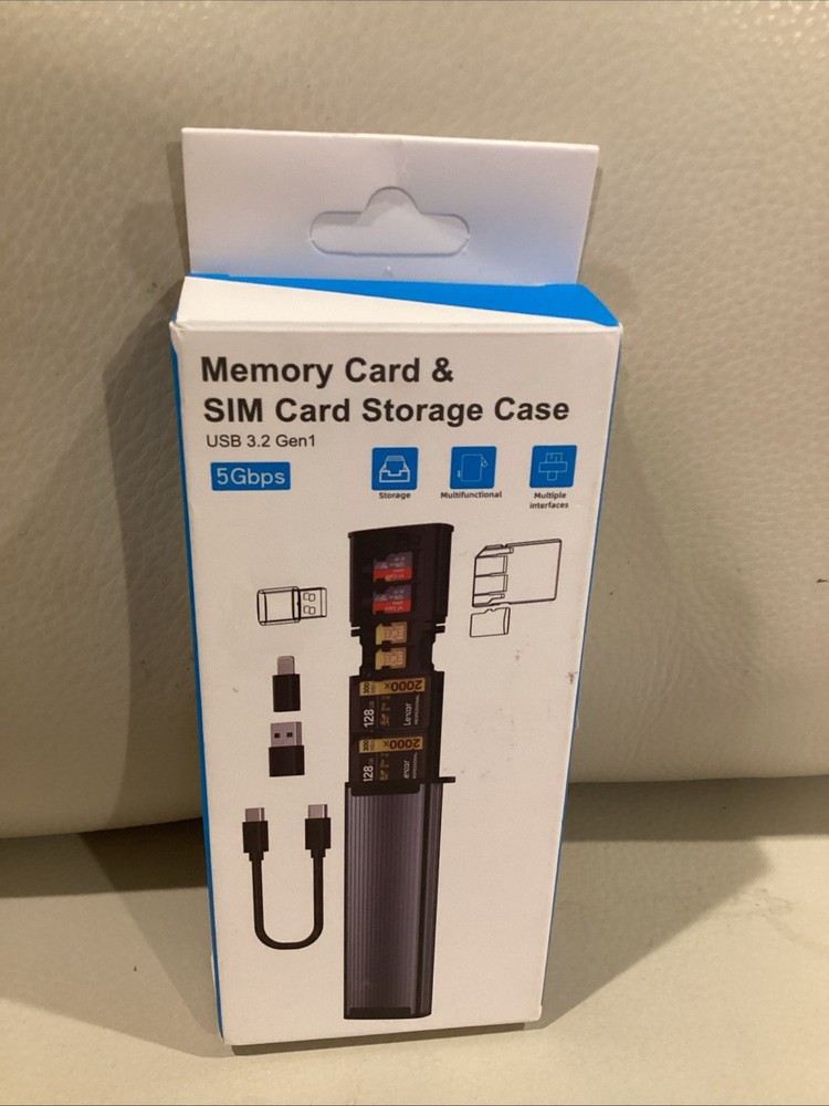 Memory Card & SIM Card Storage Case USB 3.2 Gen 1/5 Gbps
