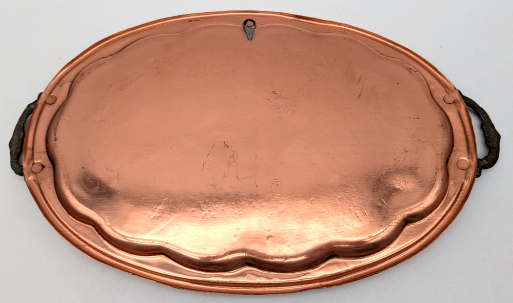Hand Crafted Turkish Etched Oval Copper Tray Handles