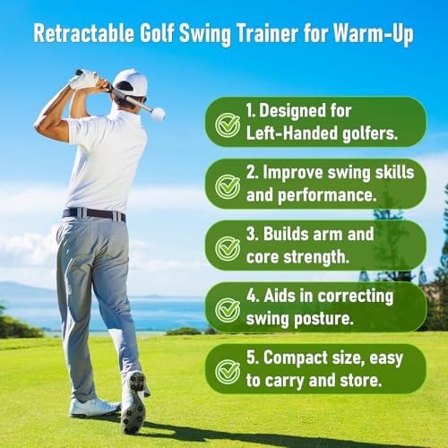 Retractable Golf Swing Training Aid - Portable Grip Trainer with Click