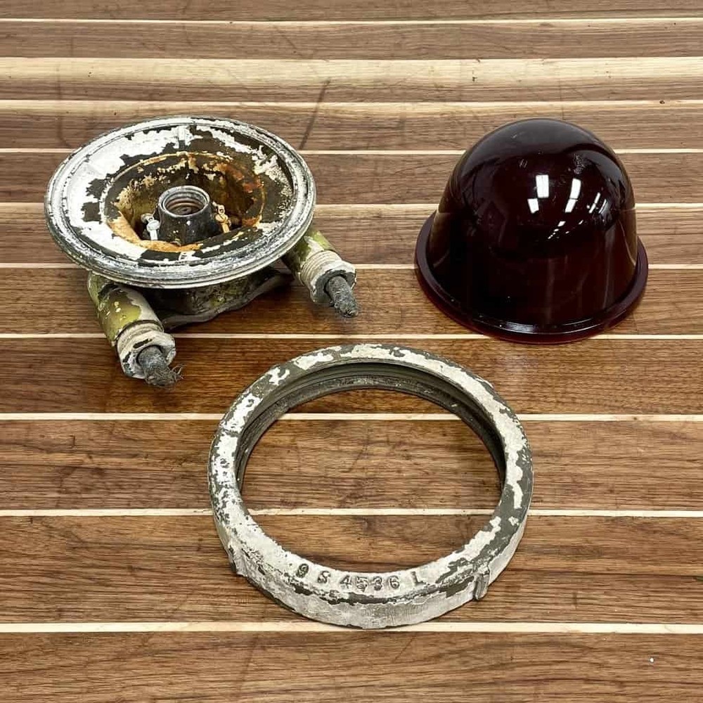 Wide Unpolished Vintage Red Globe Ceiling Light
