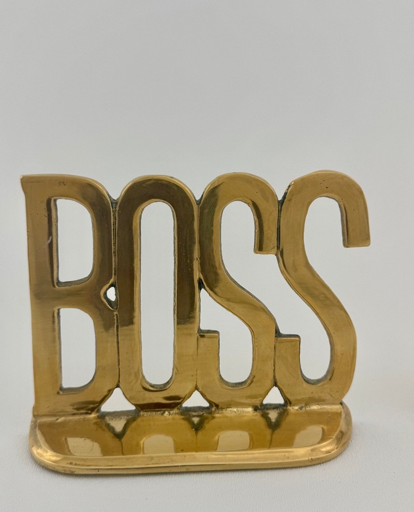 Vintage Brass BOSS CEO Executive Bookends Pair