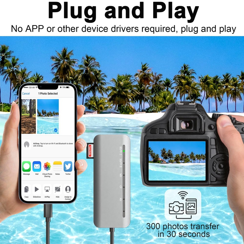 Memory Stick Pro Duo Card Reader, 7 in1 Adapter Slivery