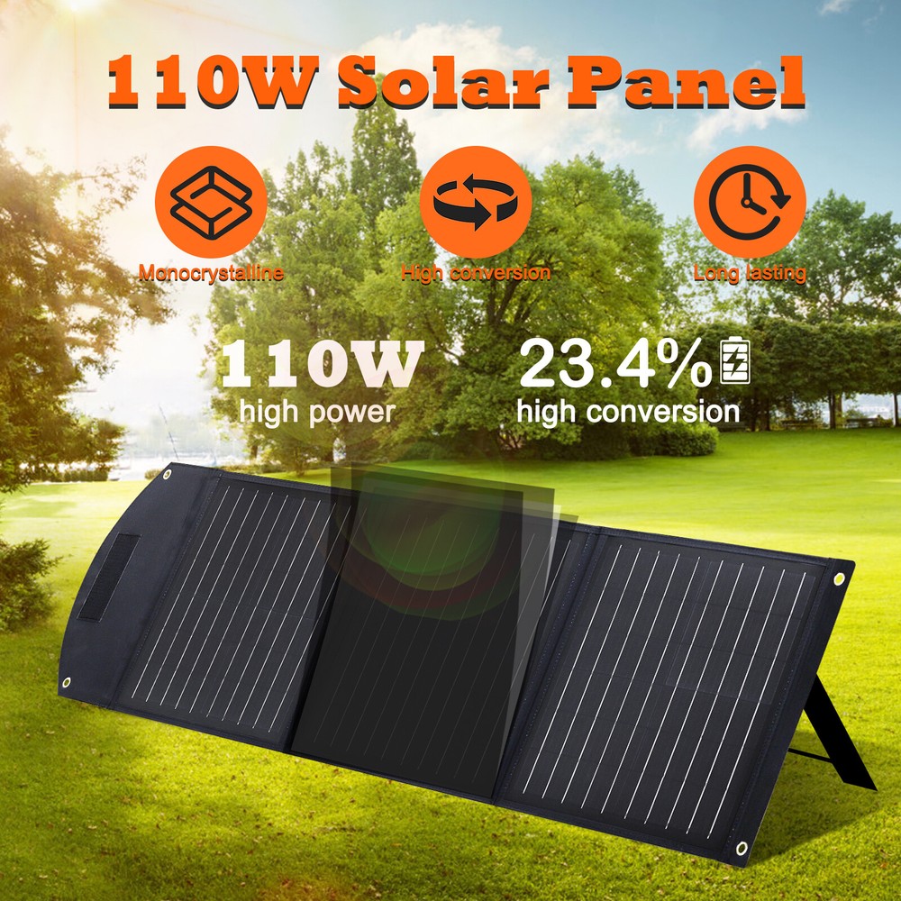 110W Portable Solar Panel Waterproof IP65 Foldable Solar Panel Kit for Outdoor
