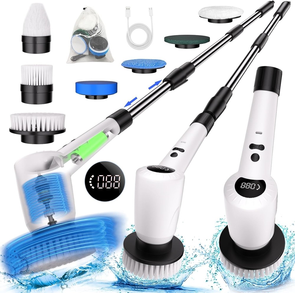 Electric Spin Scrubber with 3 Speed & Ergonomic Design for Easy Cleaning