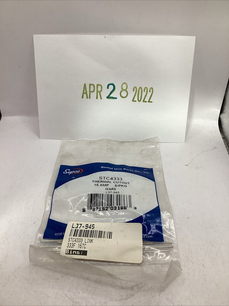 Supco STC4333 Thermal Cutout  15 AMP  5/PKG NEW SEALED BAG