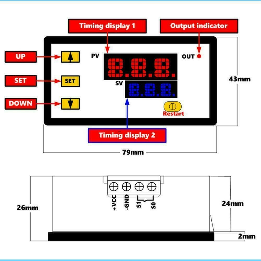 AC DC Timer Switch Cycling Module Digital Display Time Delay Relay Timing Led