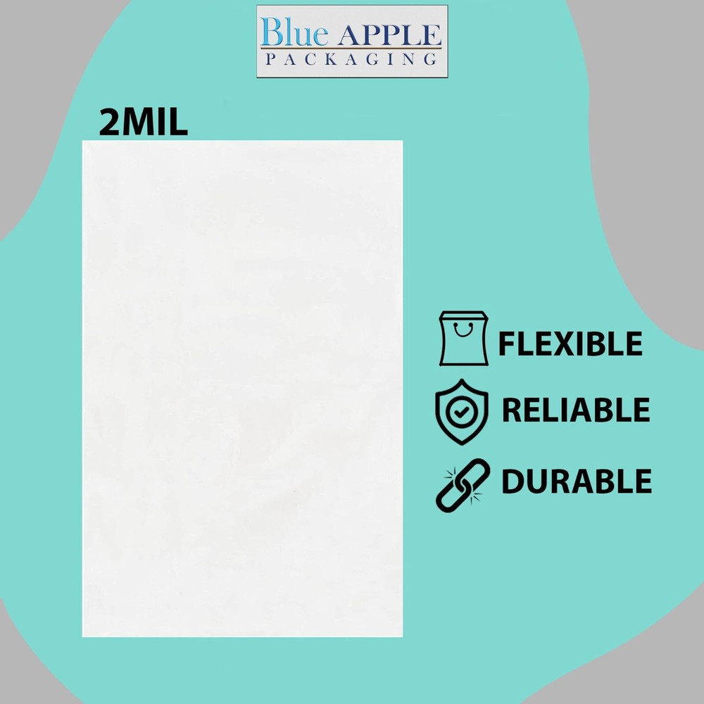 Multiple Sizes Clear Poly Bags 2Mil Flat Open Top Plastic Packaging Packing LDPE