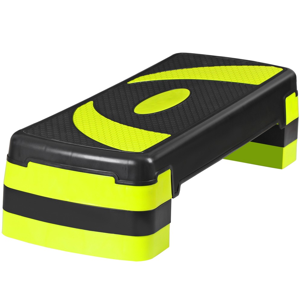 30"Aerobic Exercise Step Adjustable Aerobic Stepper Workout Step Platform Yellow