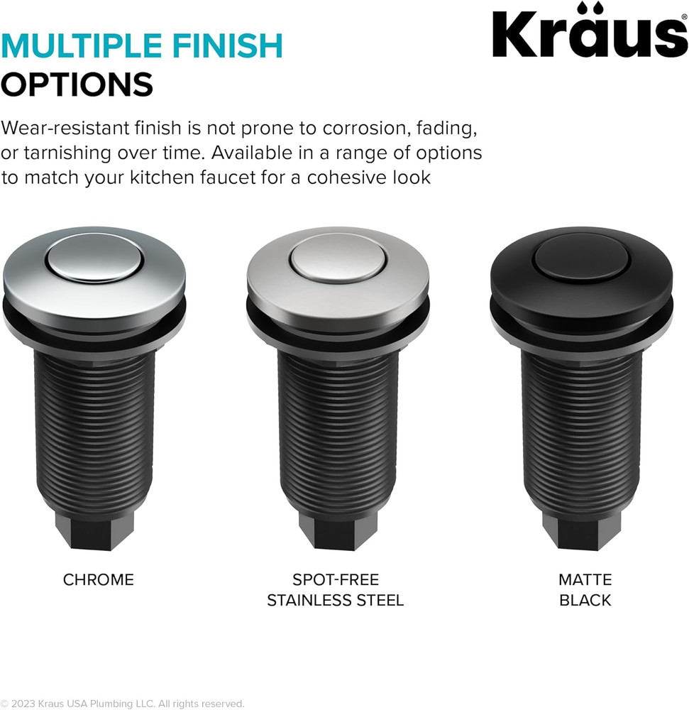 Matte Black Garbage Disposal Air Switch Kit with Push Button & Accessories