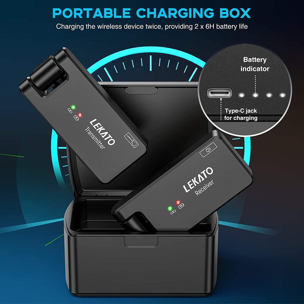 LEKATO Wireless Guitar System Rotable Transmitter Receiver w/Charging Box,30 M