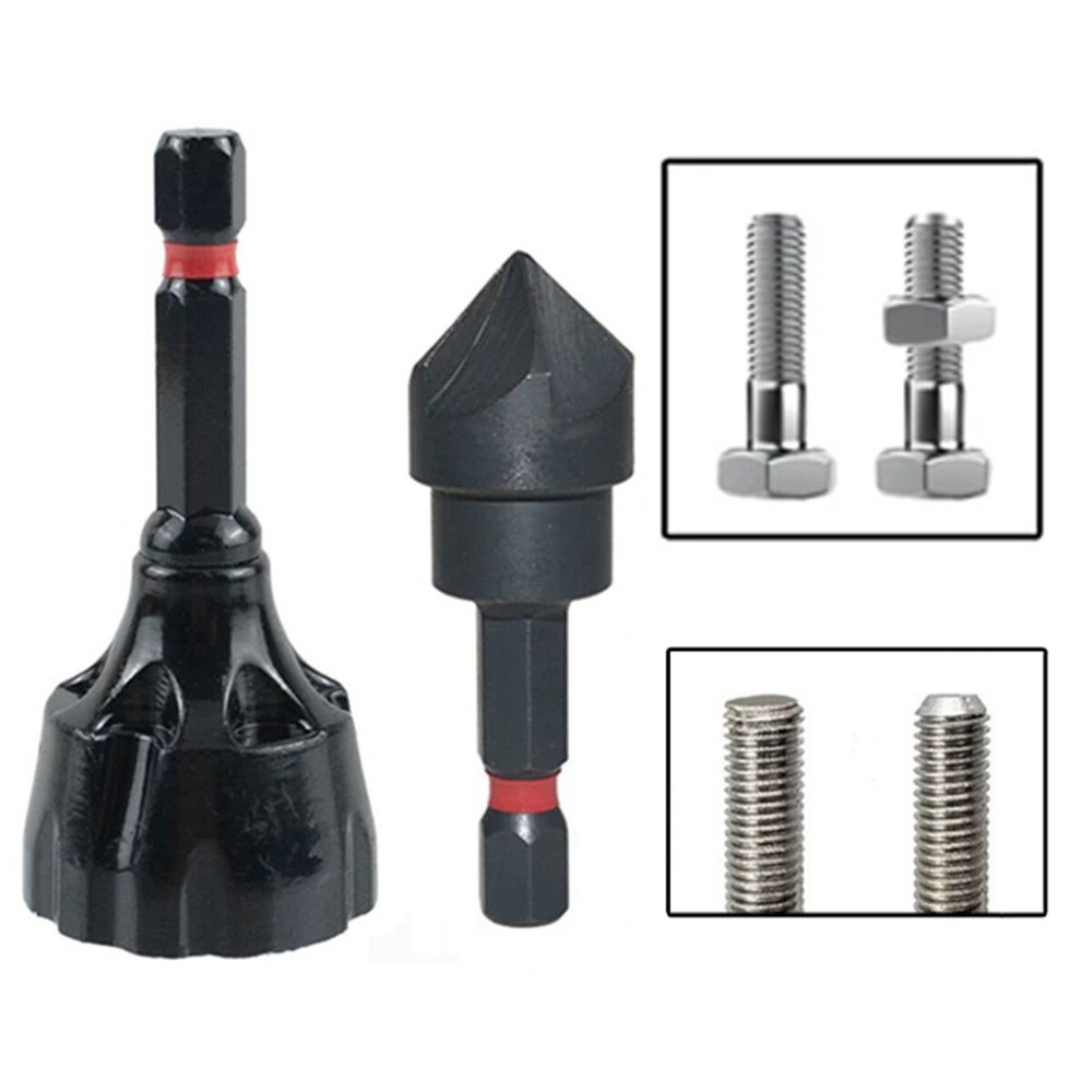 2 PC Deburring Chamfer Tool Set External Internal Rotary 5 Flute Countersink 82°