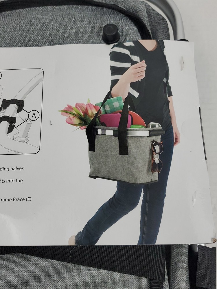 Huffy Designer Foldable Gray Basket with Mounting bracket NEW
