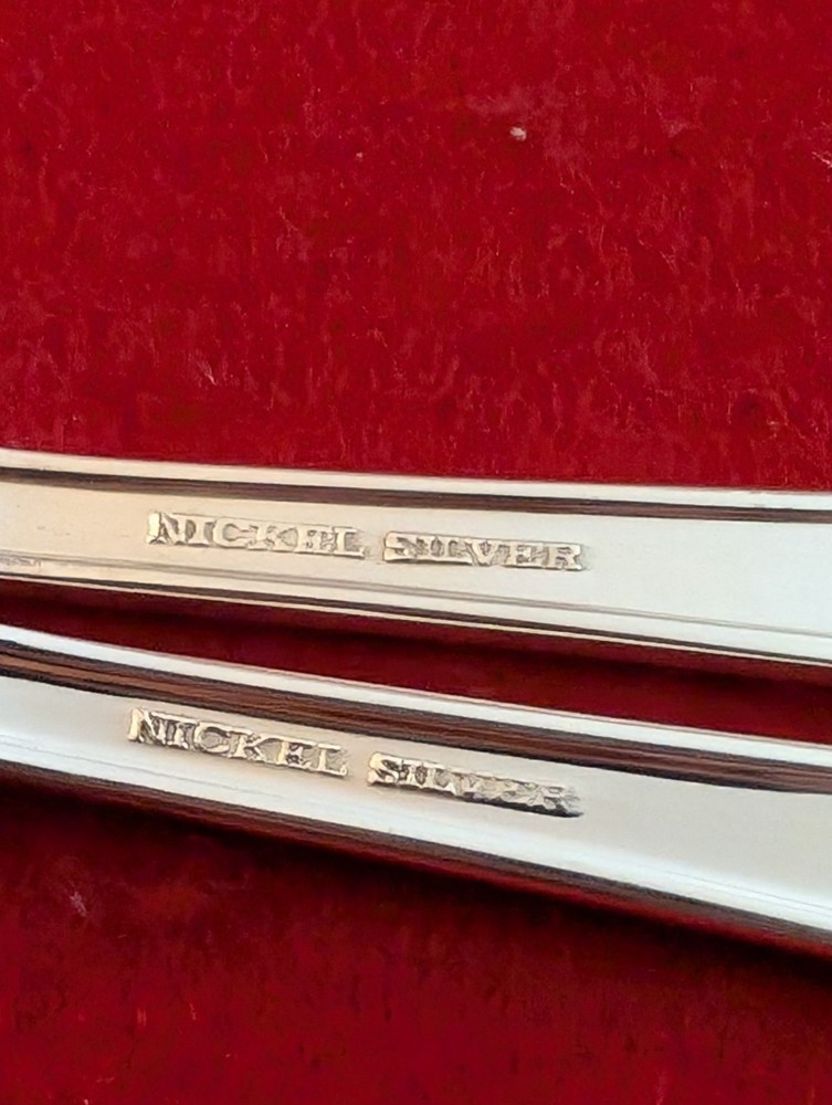 Unknown Mfg Nickel Silver UNF737 Glossy Serving Spoons Silverware