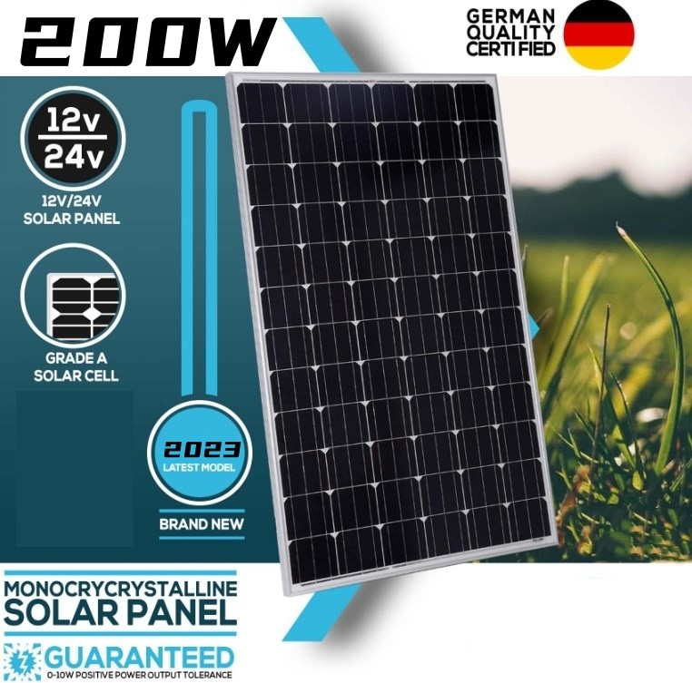 200W Monocrystalline Solar Panel High Efficiency Mono Module RV Boat Off Grid