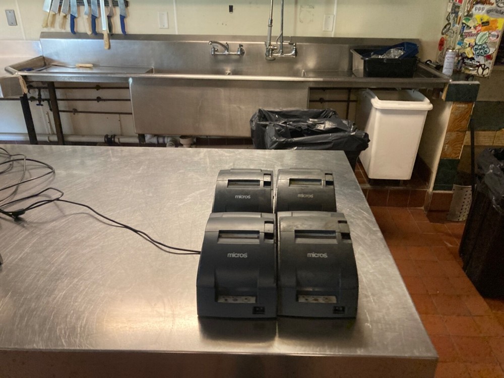 5 Micros 3700 POS Terminals with printers, 2 cash drawers, 4 kitchen printers. 