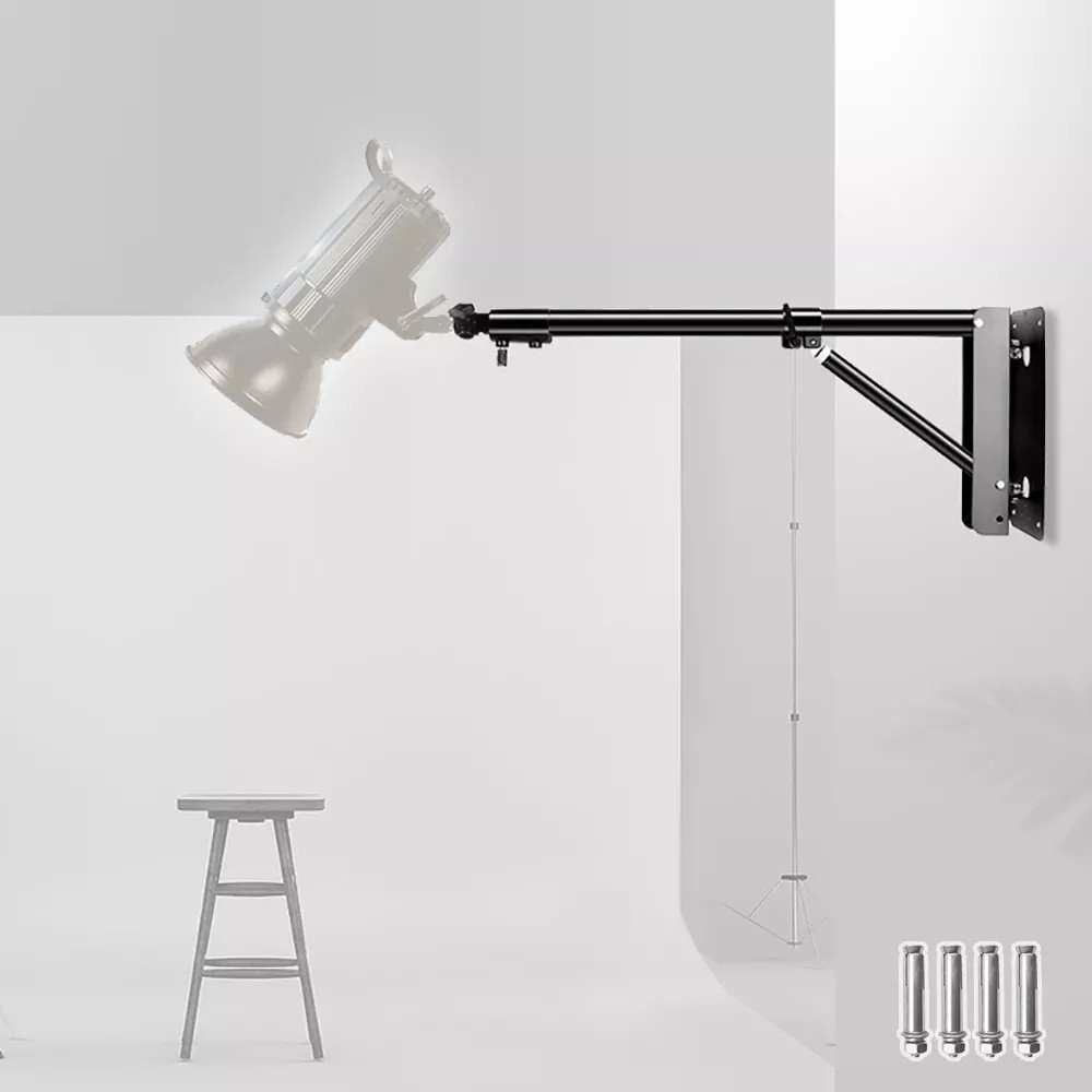 51" Wall Mount Triangle Boom Arm for Ring Light, Monolight, Softbox & Reflector