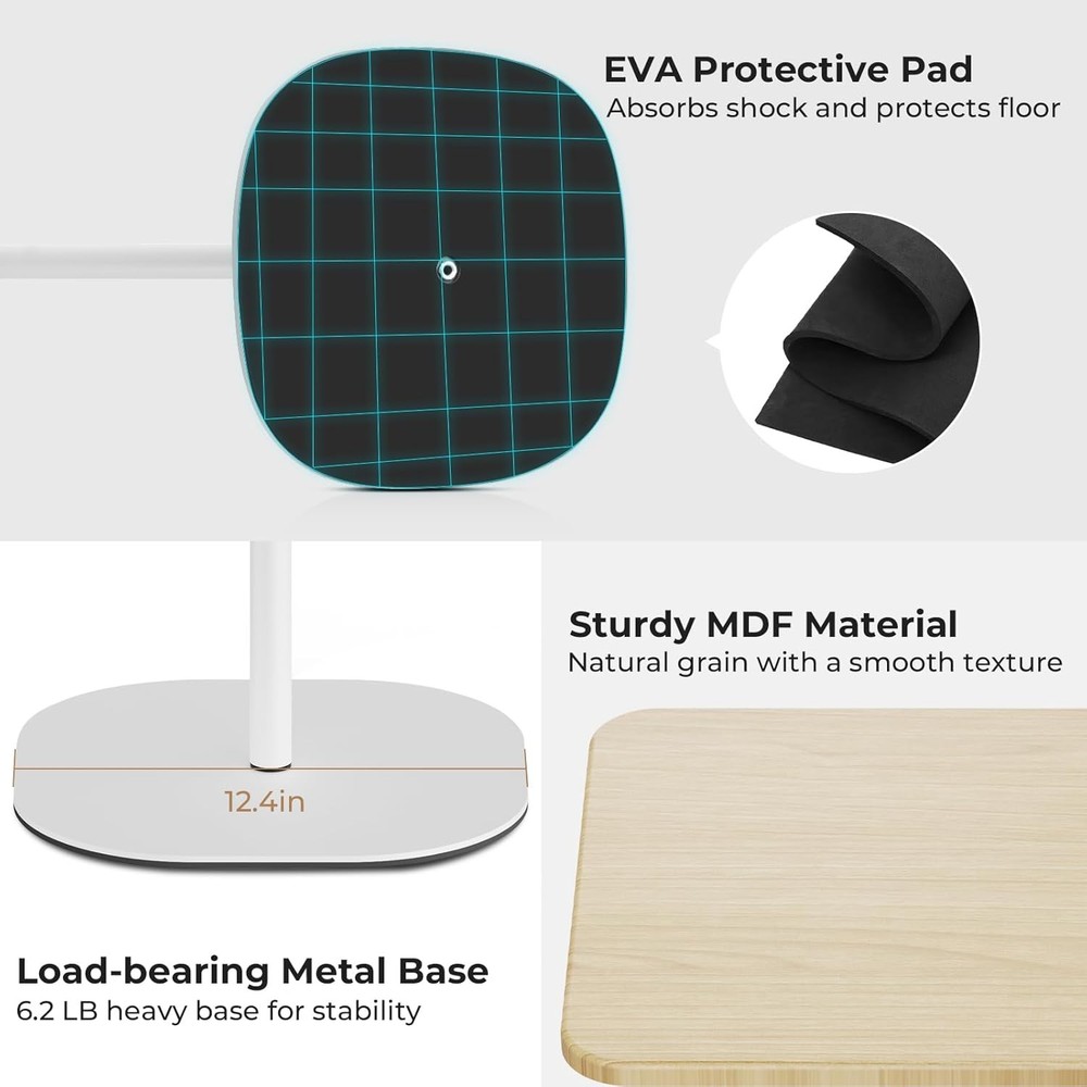 Portable Laptop Floor Stand, Bedside/Sofa Table with Height Adjustable White