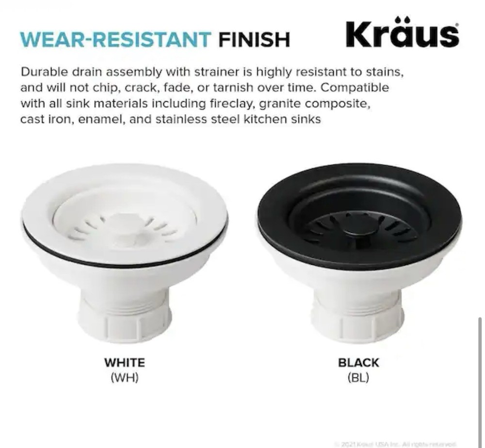 Kraus PST1-BL-C Kitchen Sink Strainer in Black